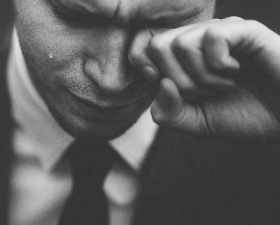 Shaving problems and solutions - Man crying