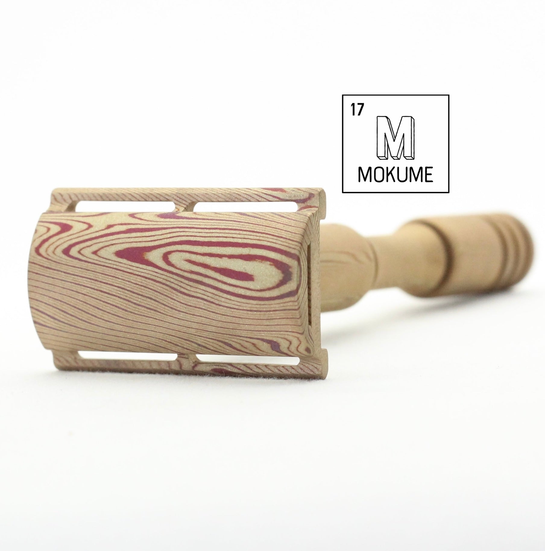 Luxury mokume safety razor made with custom forged copper and brass