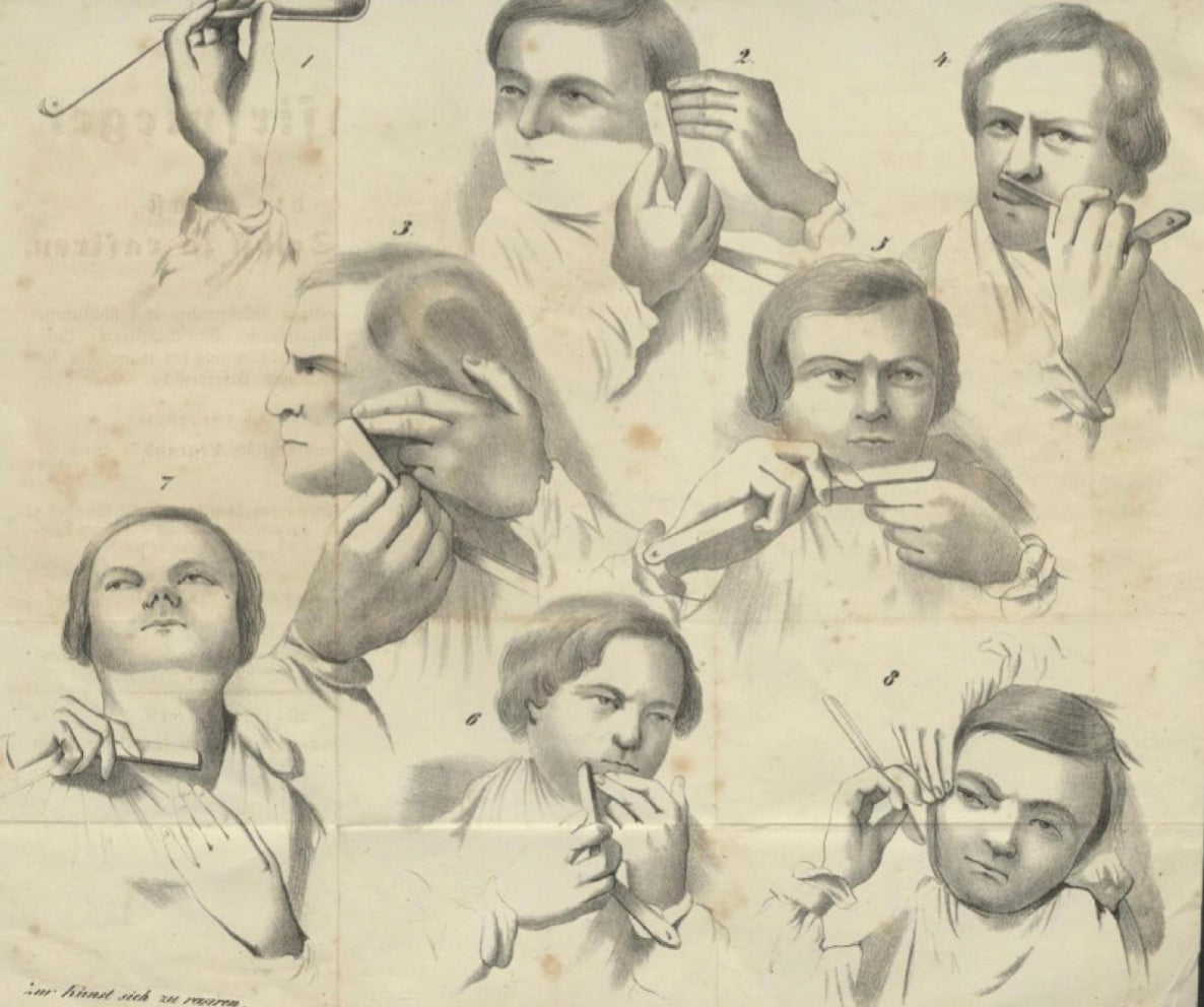 How to wet shave - illustration from The Art of Shaving - Pogonotomy