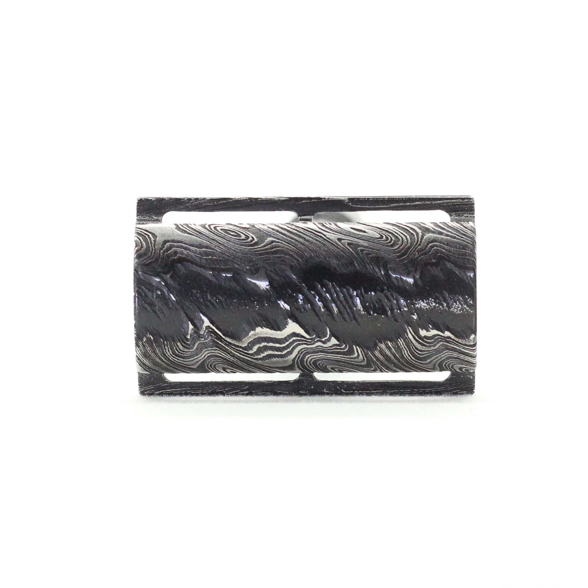 Luxury mens DE razor - DLC stainless damascus - Front view