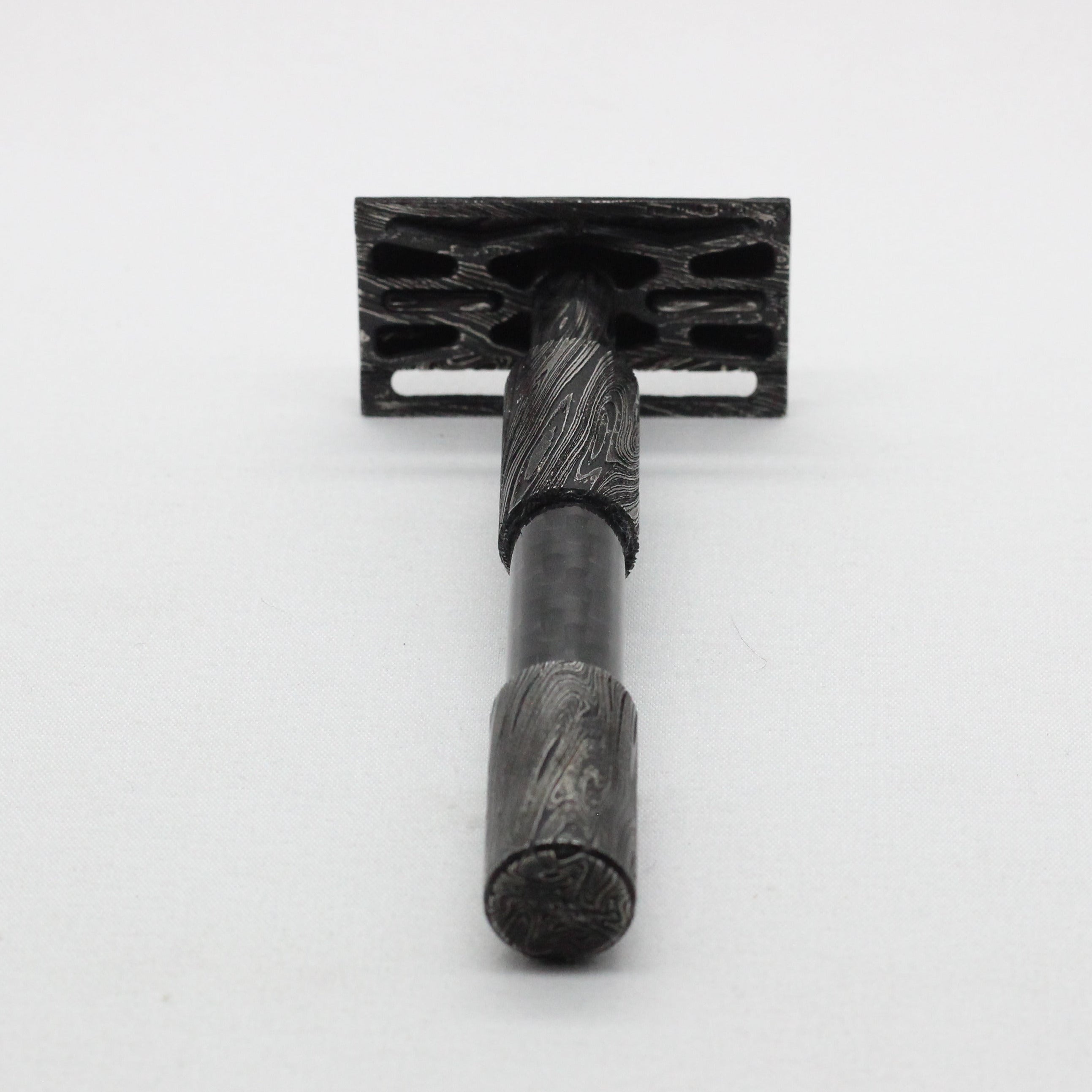 Luxury mens shaver - DLC stainless damascus - top view