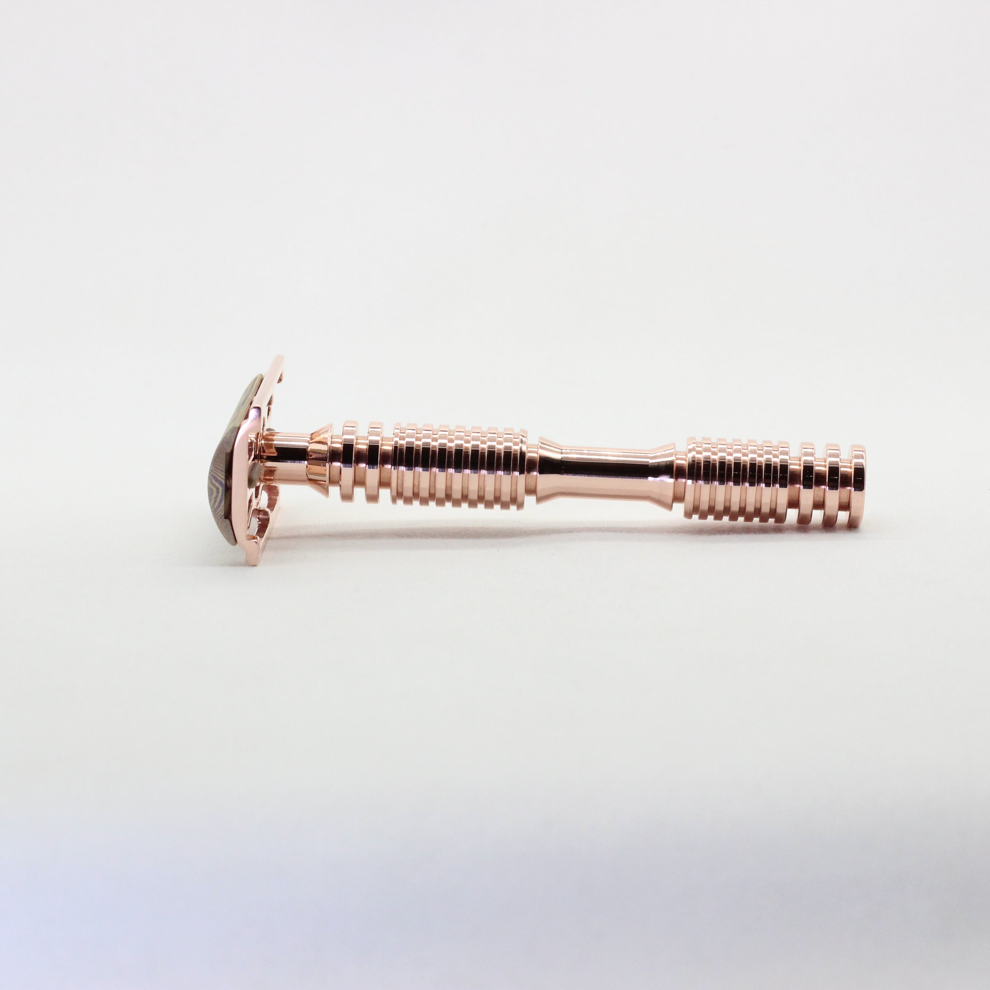 Mokume gane safety razor - copper luxury razor - Hada sword making name - handle left
