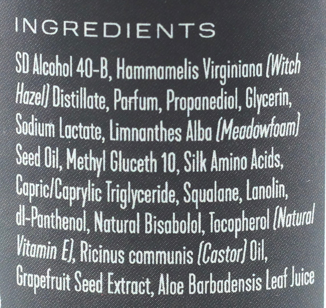 Soothing aftershave splash for men - ingredients