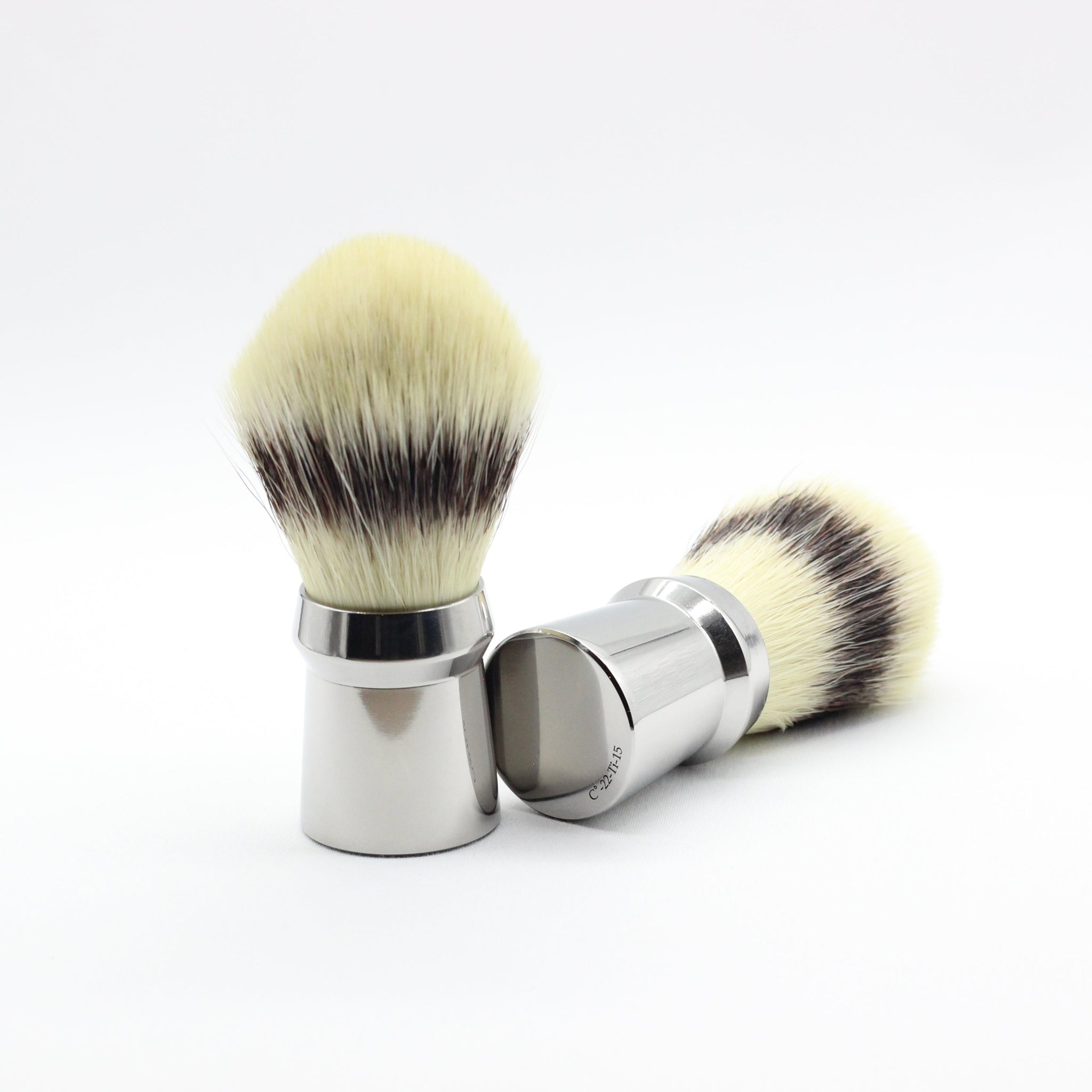 Titanium Shaving brush - high polish finish to reduce places where dirt and bacteria can collect - Used to lift hairs and soften skin while shaving. Essential part of a grooming kit