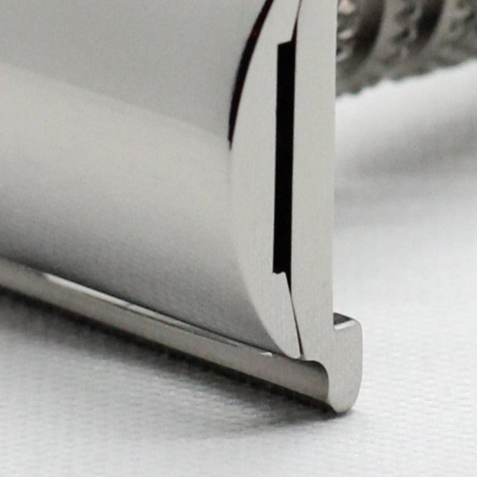 Pinch design shaver holds blade rigid - Polished Titanium single edge razor / double edge safety razor shaving - web plate / wet shaving