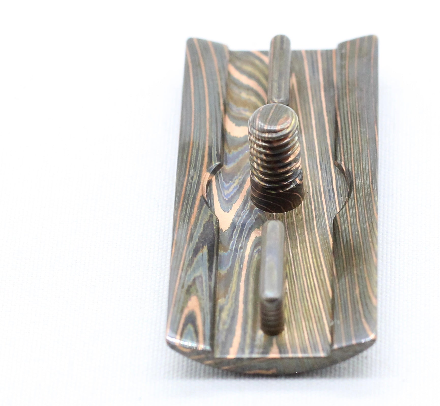 Patina on Mokume safety razor cap