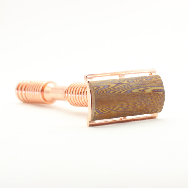 Mokume and copper luxury safety razor