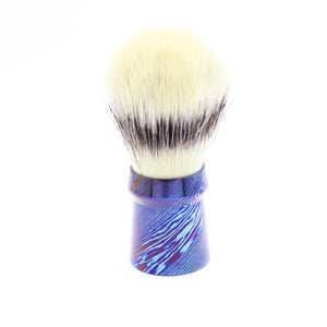 Titanium Damascus Shaving Brush - Hand Tied knot