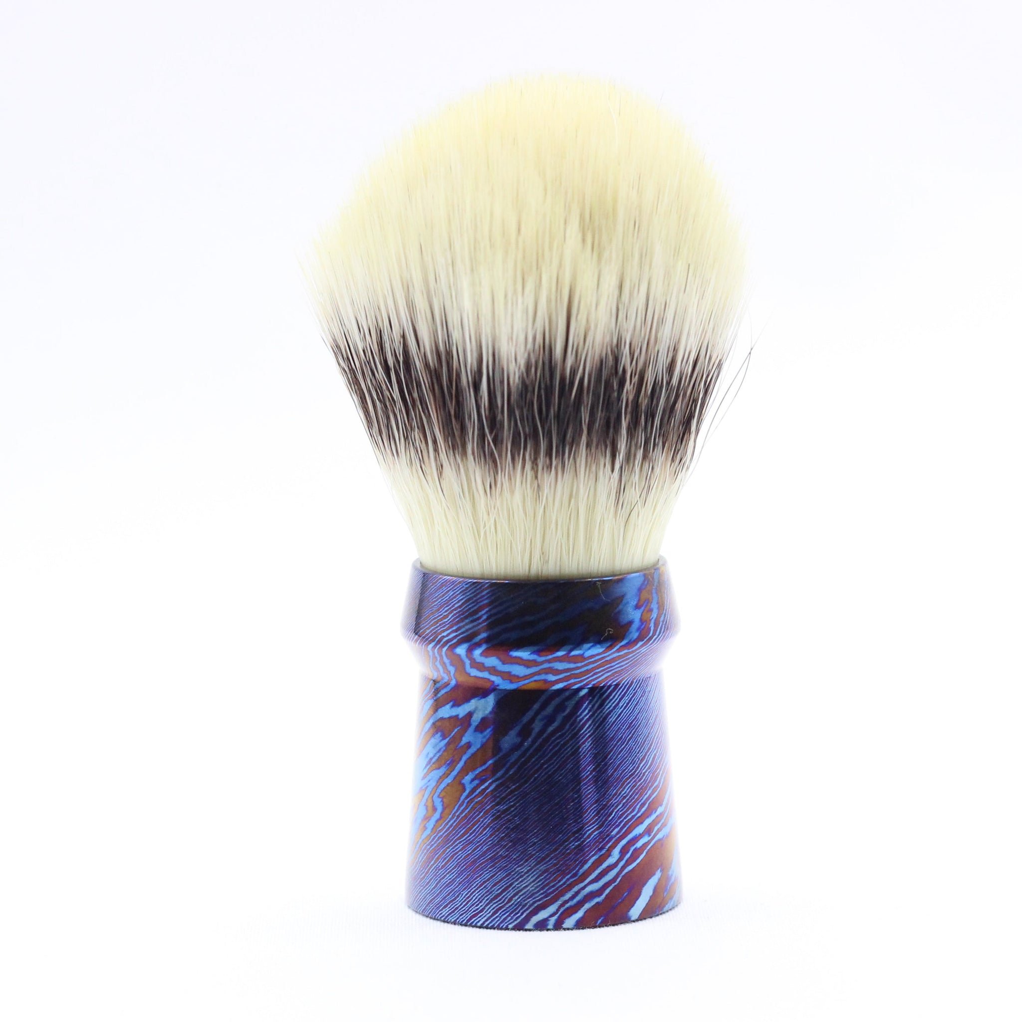 Reserved: Titanium Damascus Shaving Brush - Hand Tied knot-I