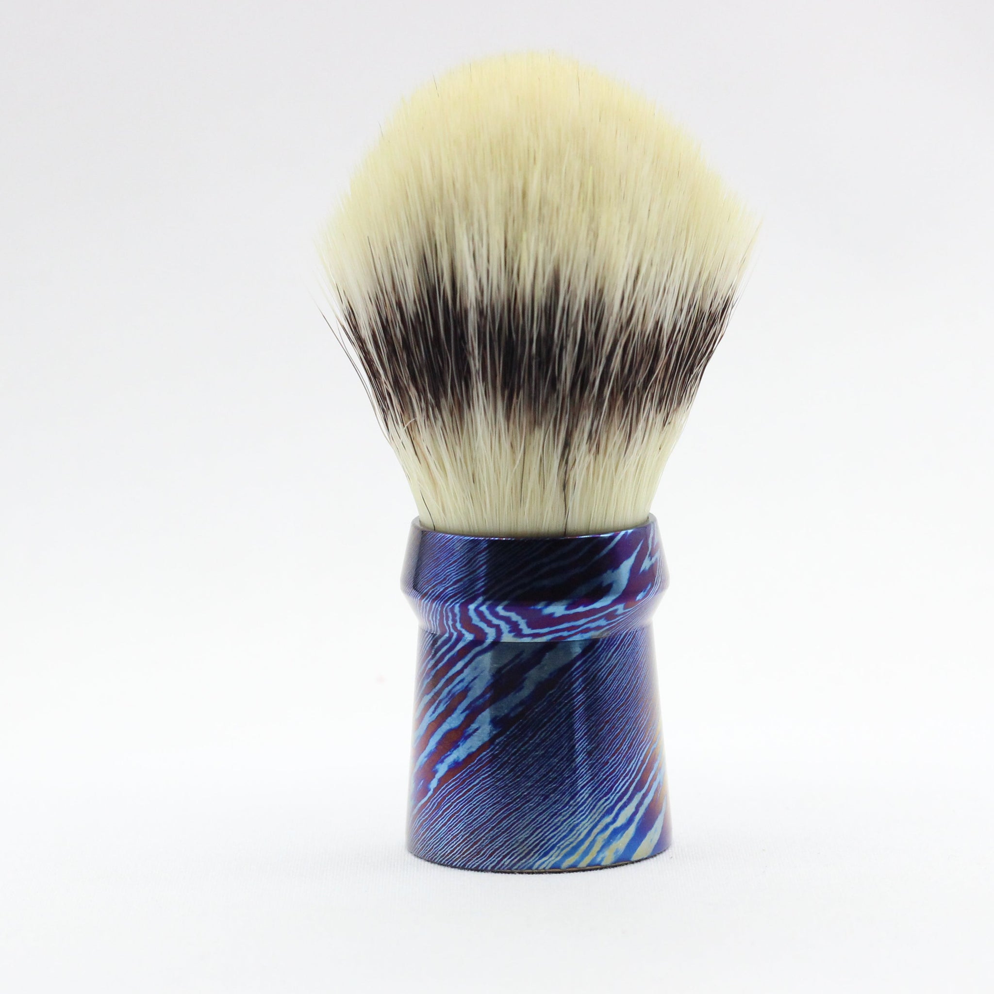 Reserved: Titanium Damascus Shaving Brush - Hand Tied knot-I