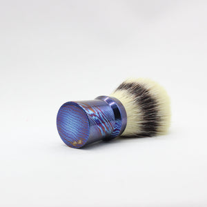 Reserved: Titanium Damascus Shaving Brush - Hand Tied knot-I