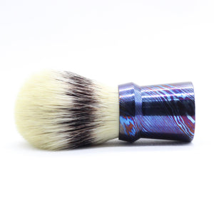 Reserved: Titanium Damascus Shaving Brush - Hand Tied knot-I