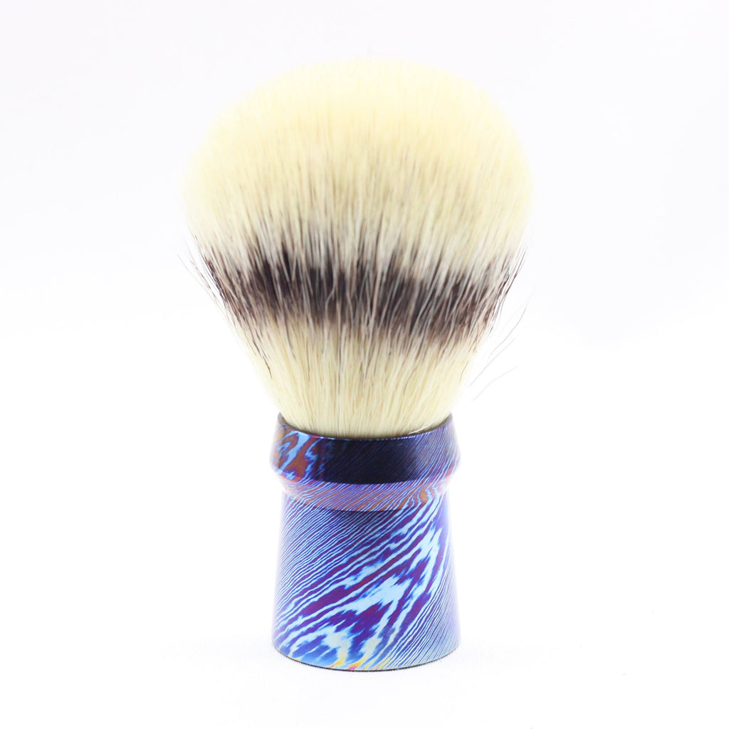 Reserved: Titanium Damascus Shaving Brush - Hand Tied knot-I