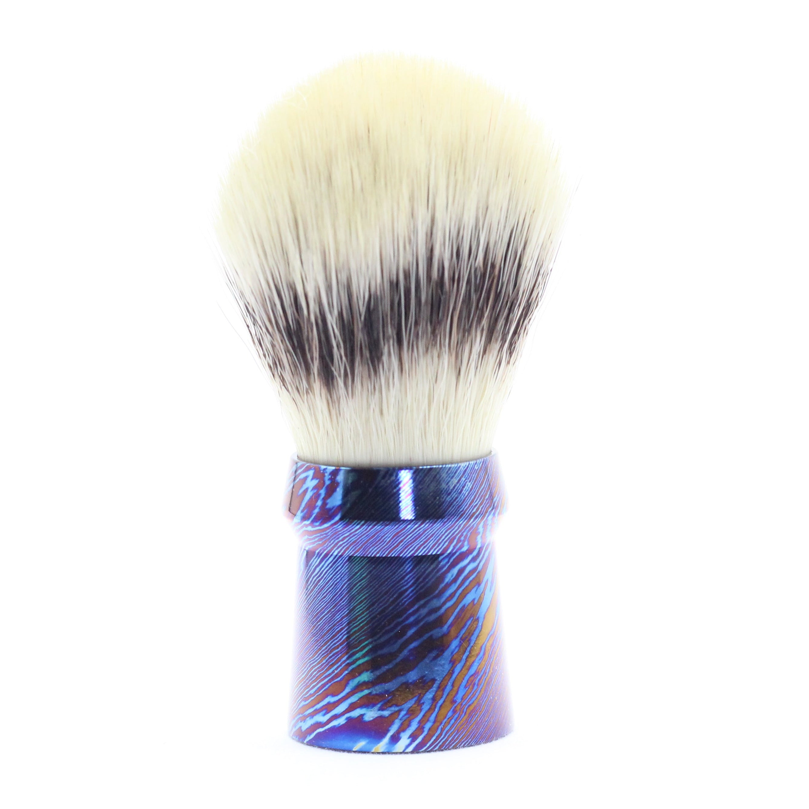 Reserved: Titanium Damascus Shaving Brush - Hand Tied knot-I