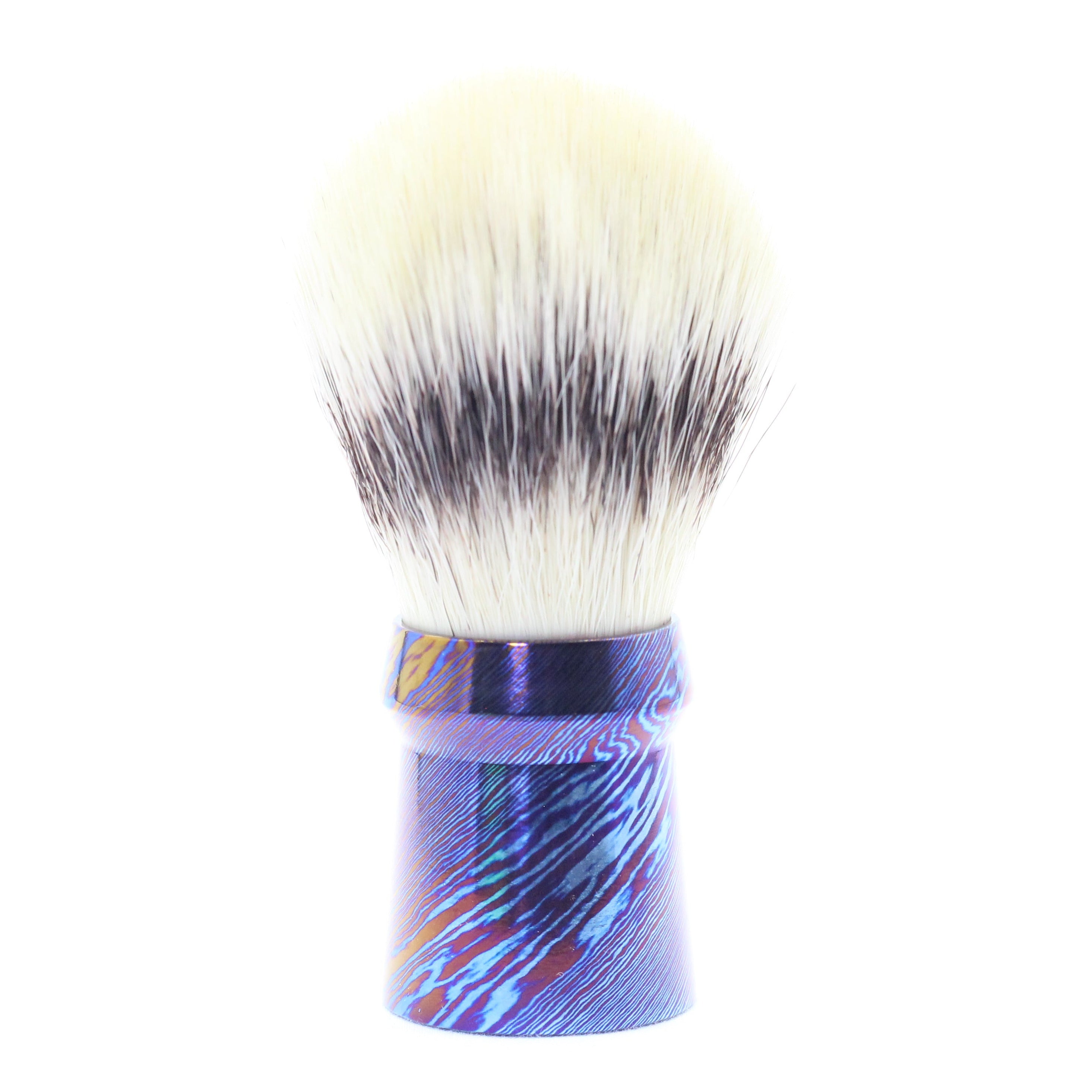 Reserved: Titanium Damascus Shaving Brush - Hand Tied knot-I