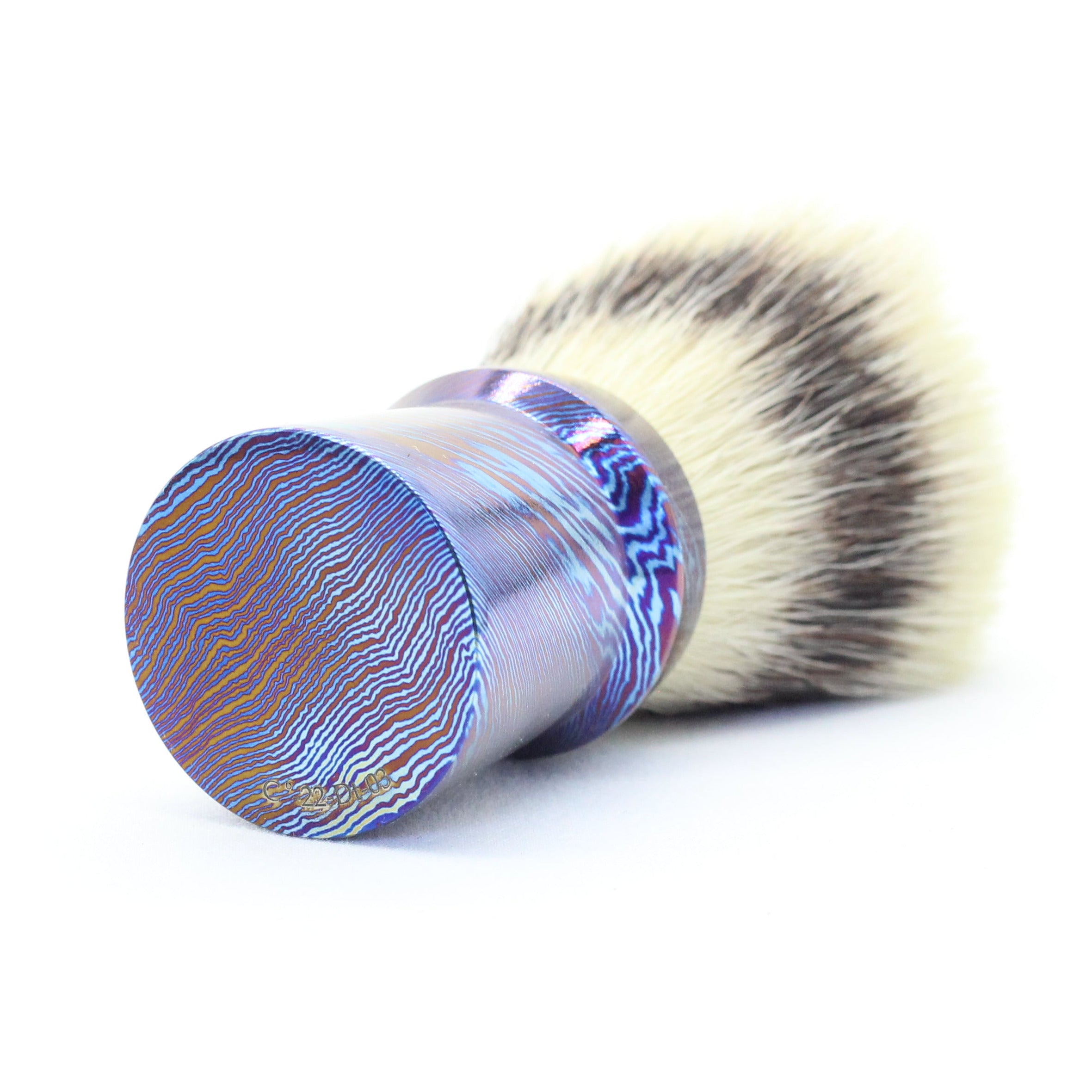 Reserved: Titanium Damascus Shaving Brush - Hand Tied knot-I