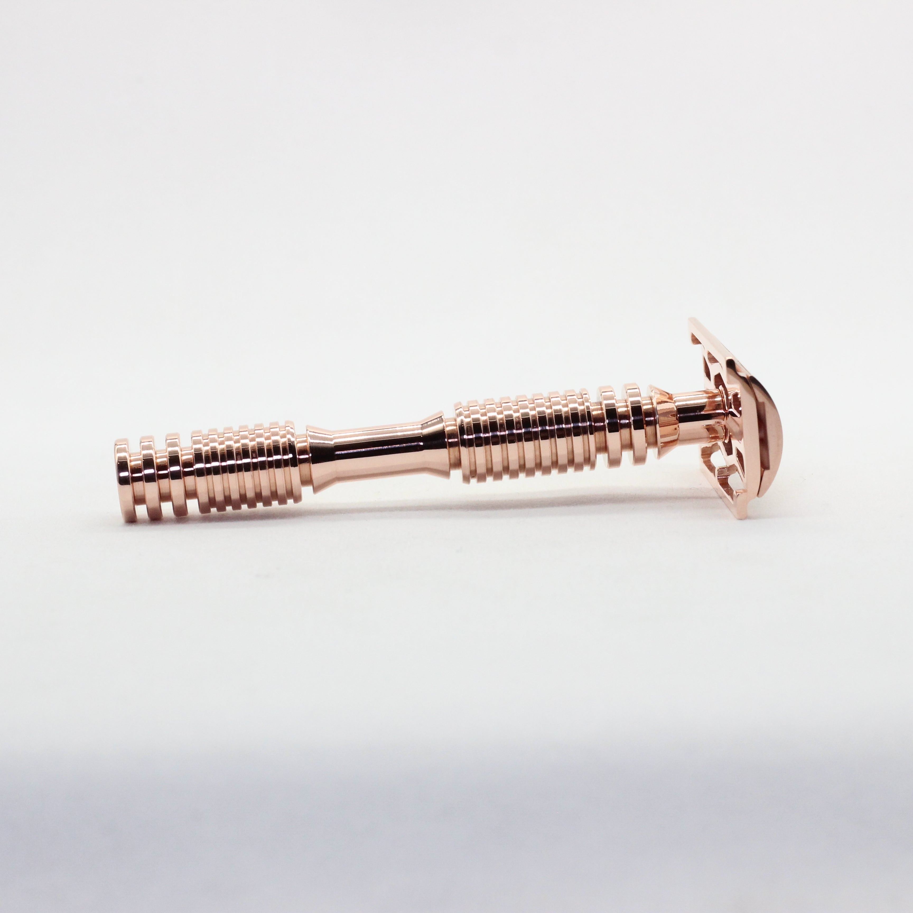 Limited edition copper safety razor - Luxury - mirror like polish - side view