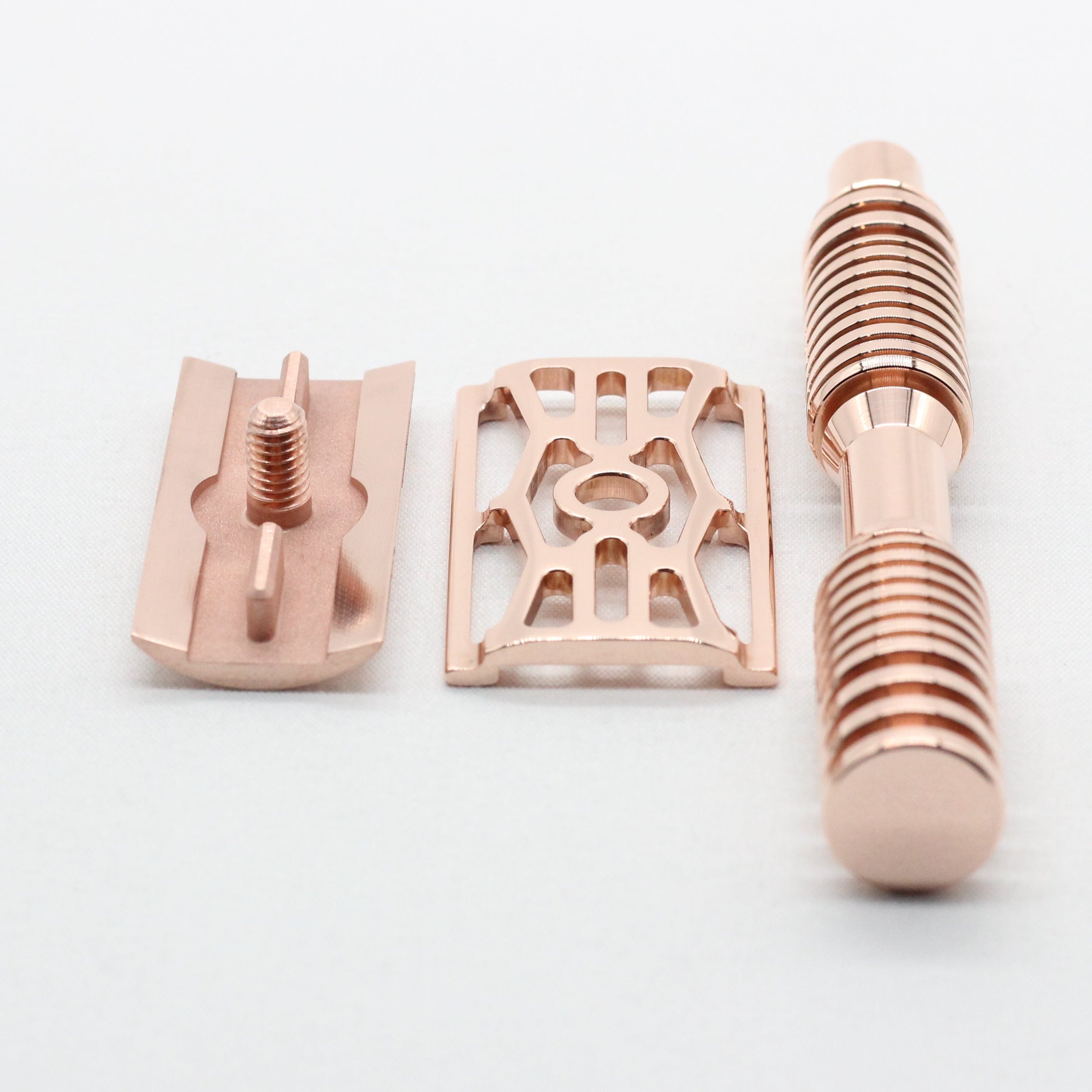 Mirror polish copper razor for shaving  - underside
