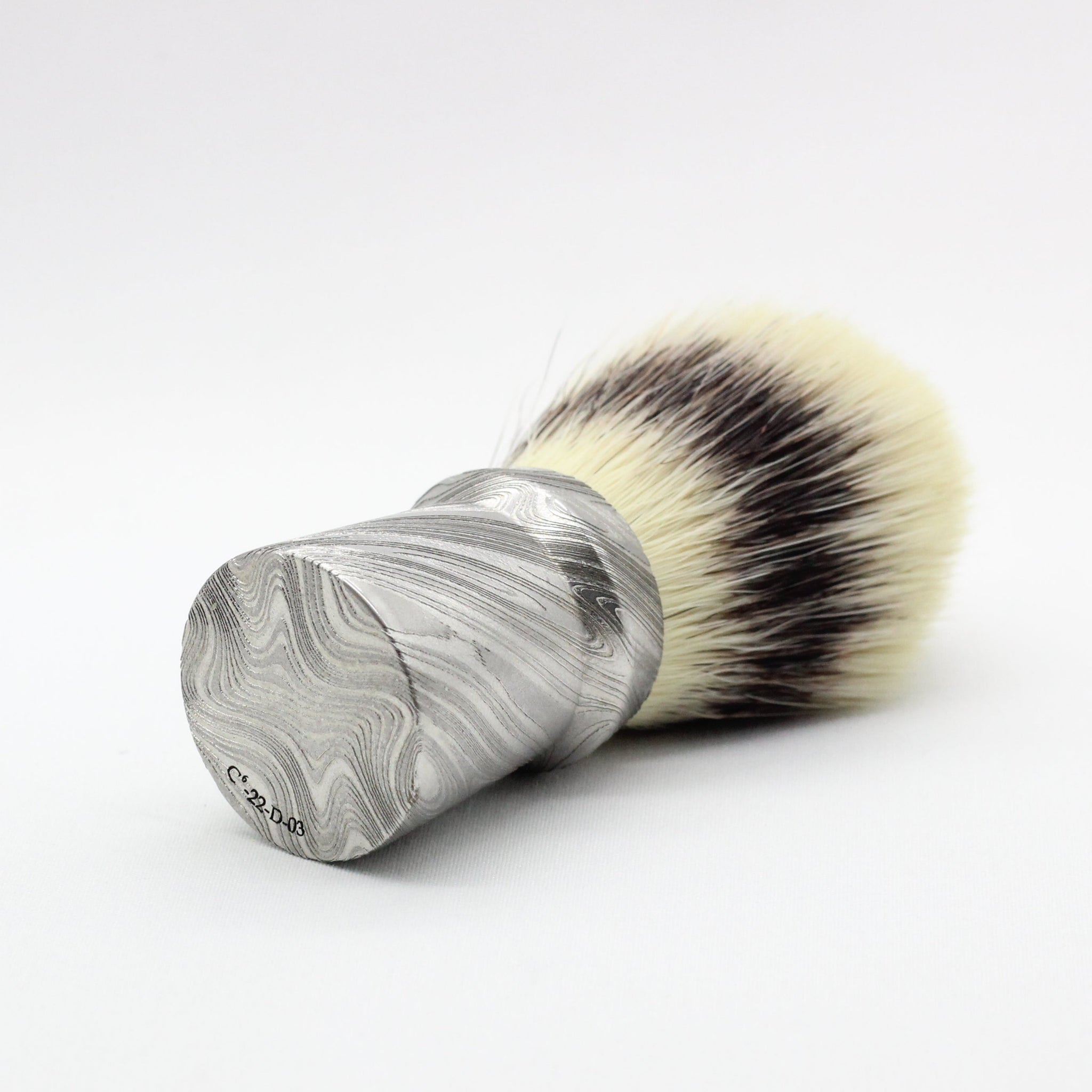 Stainless Steel Damascus luxury shaving brush - bottom view
