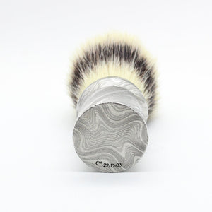 Stainless Steel Damascus luxury shaving brush - bottom view of serial number