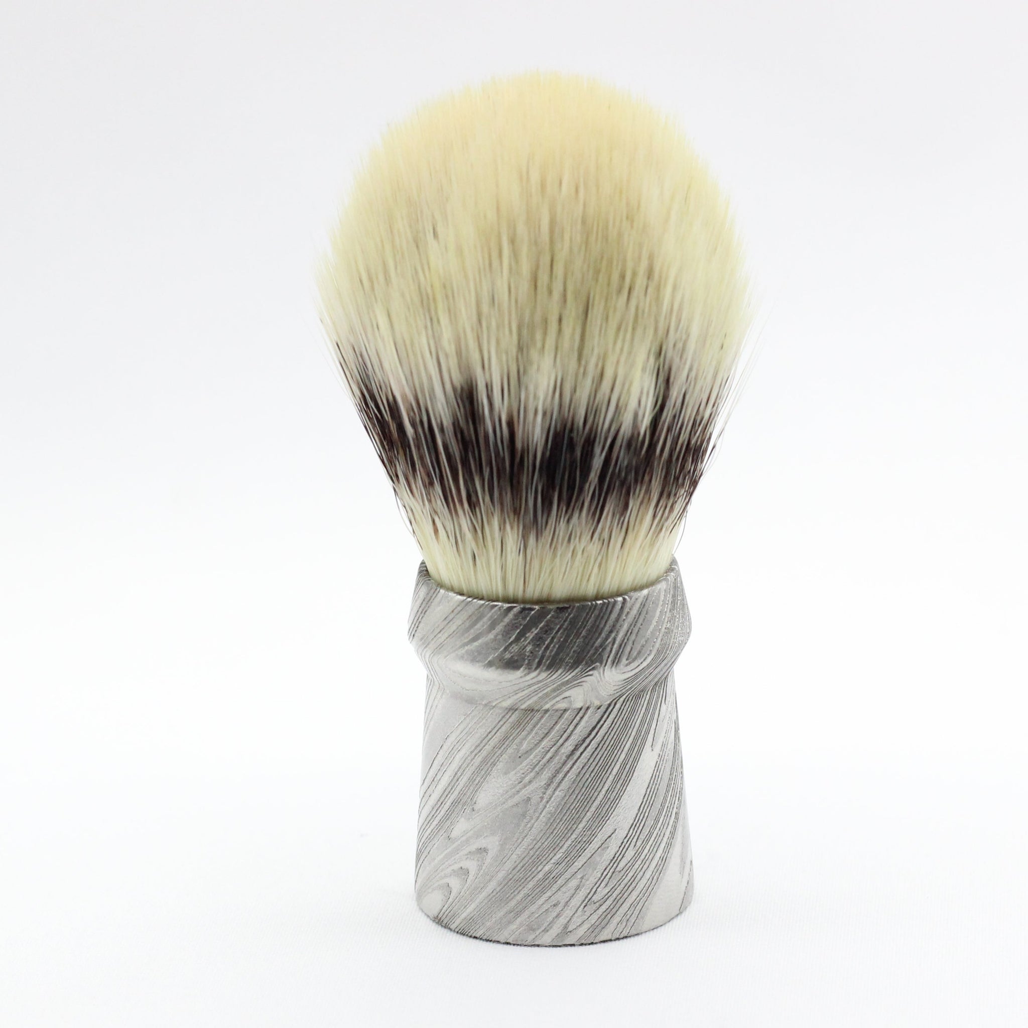 Stainless Steel Damascus luxury shaving brush - to whip up rich lather