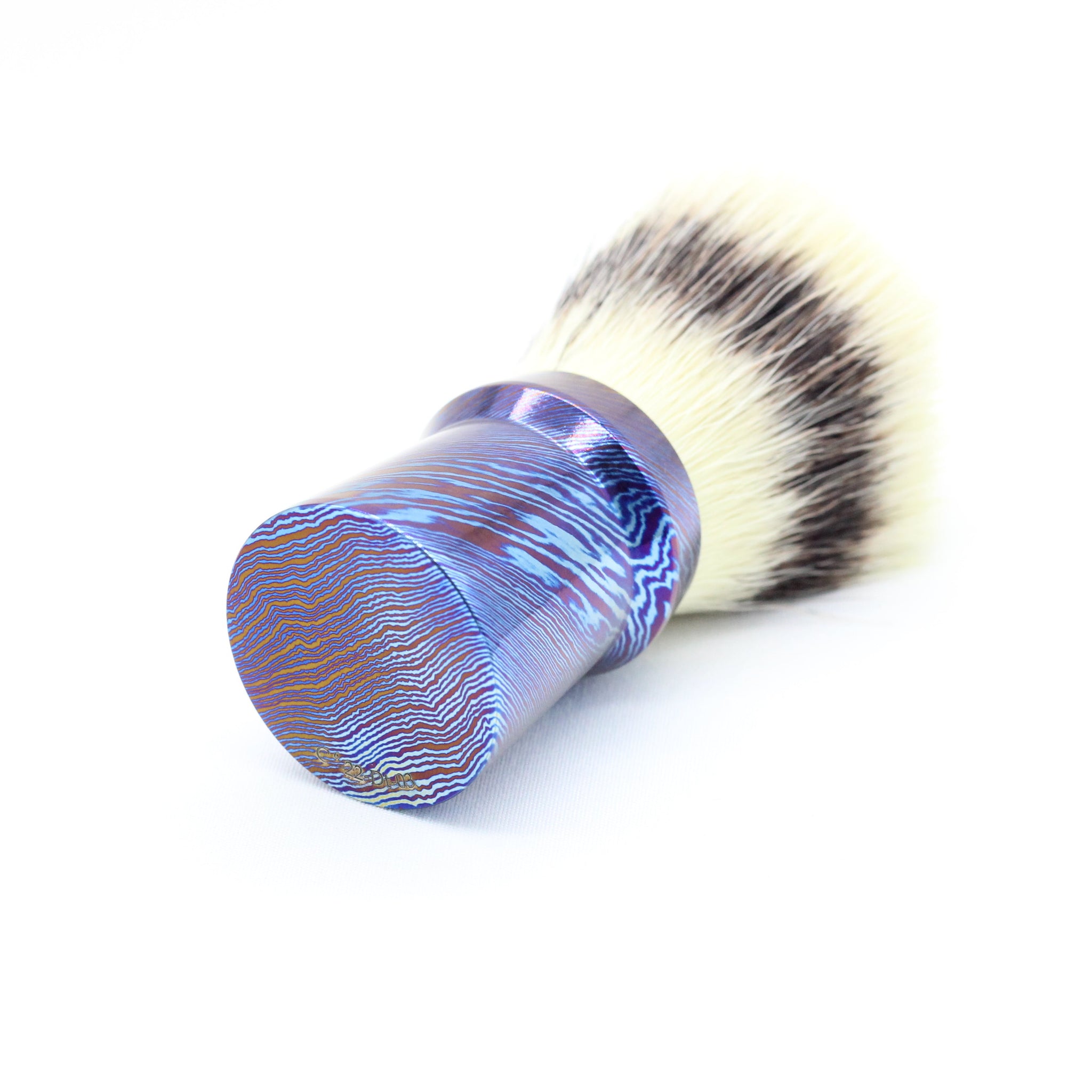 Titanium Damascus luxury shaving brush - Hand tied know