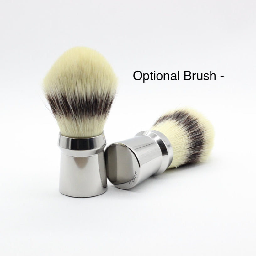 Shaving brush to help whip up soap - Titanium Shaving brush - high polish finish to reduce places where dirt and bacteria can collect - Used to lift hairs and soften skin while shaving. Essential part of a grooming kit 