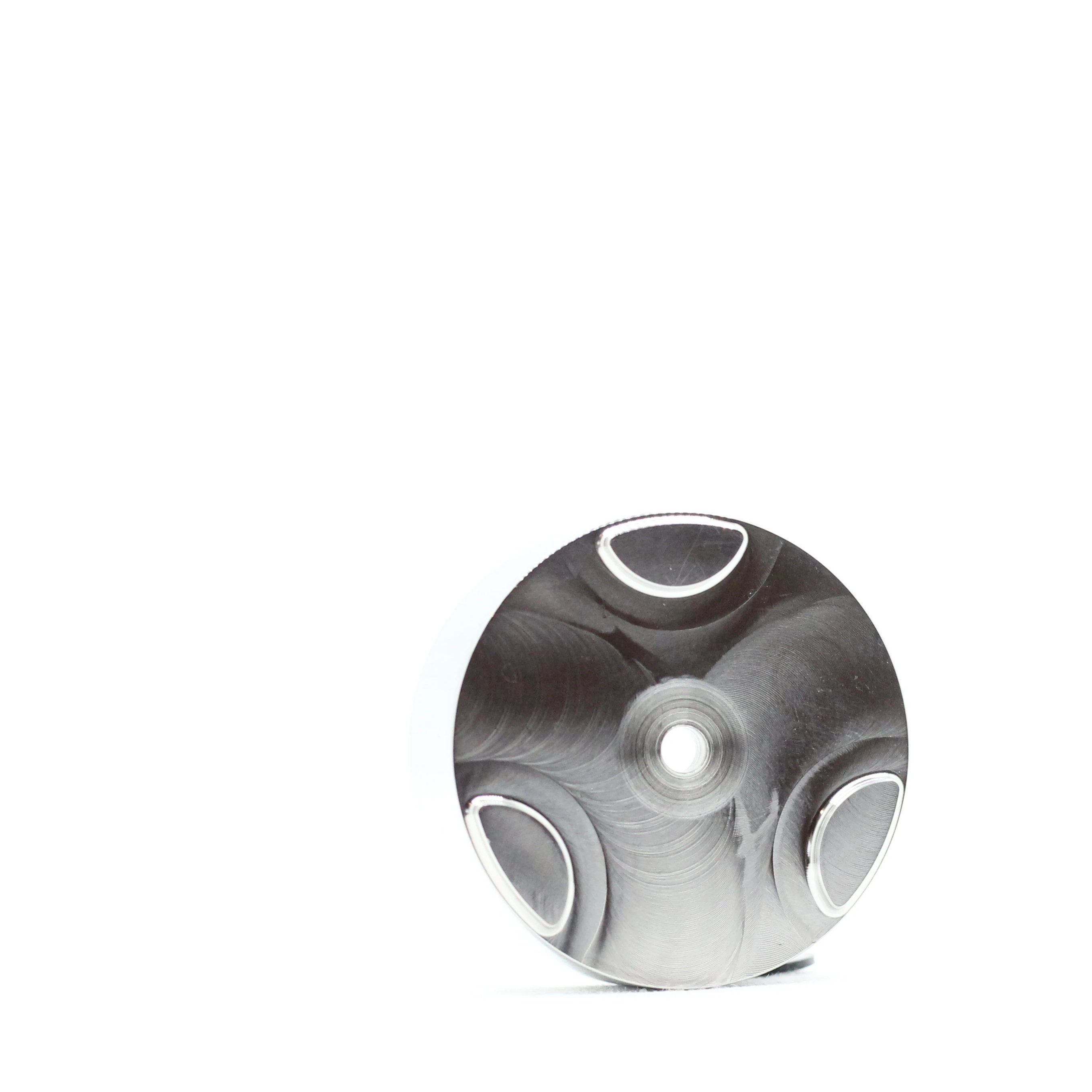 Under side view - Titanium safety razor stand - Grade 5 Titanium alloy - Tripod feet to allow water and air to flow - polished finish - works with all carbon shaving co single edge safety shavers