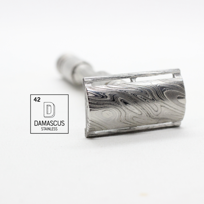 Custom Stainless Damascus Safety Razor | Carbon Cx