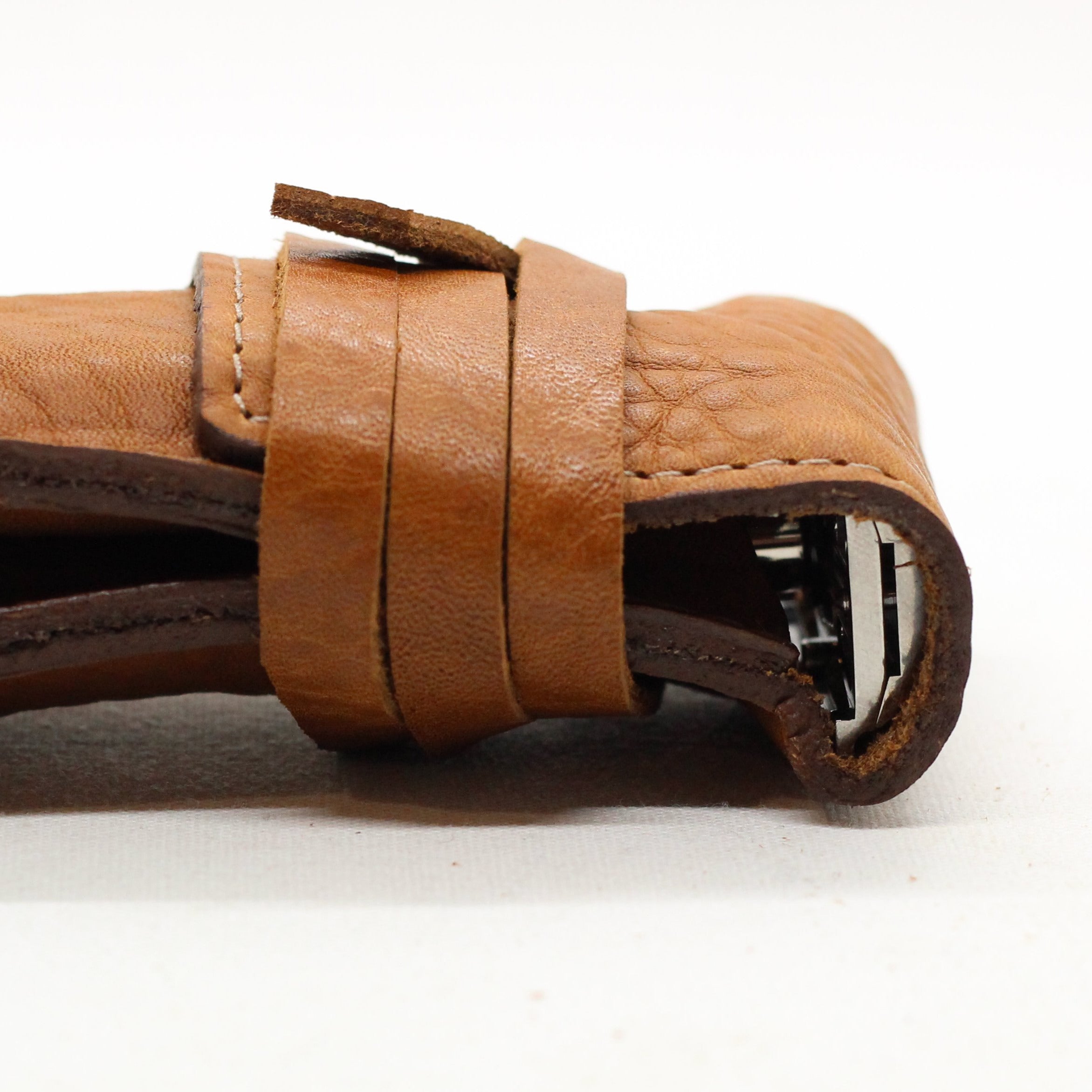 Safety razor leather case for Cx razor - Side view