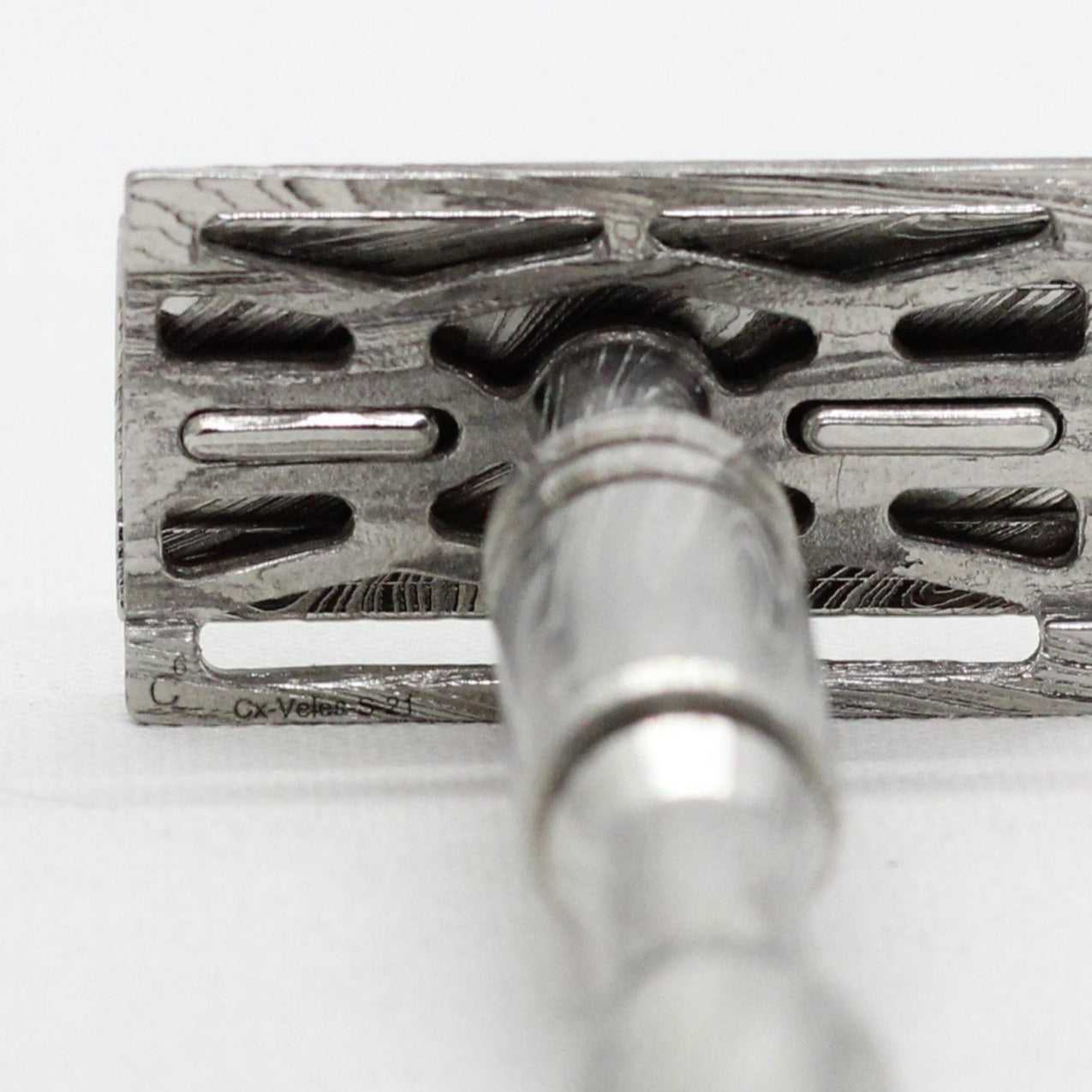 Damascus web plate in stainless steel damascus - Stainless steel Damascus with twist pattern single edge razor a double edge safety razor for wet shaving polished grade 304 and 316 - custom forged in the USA - luxury high end safety razor to reduce ingrown hairs and irritation - for a smooth shave