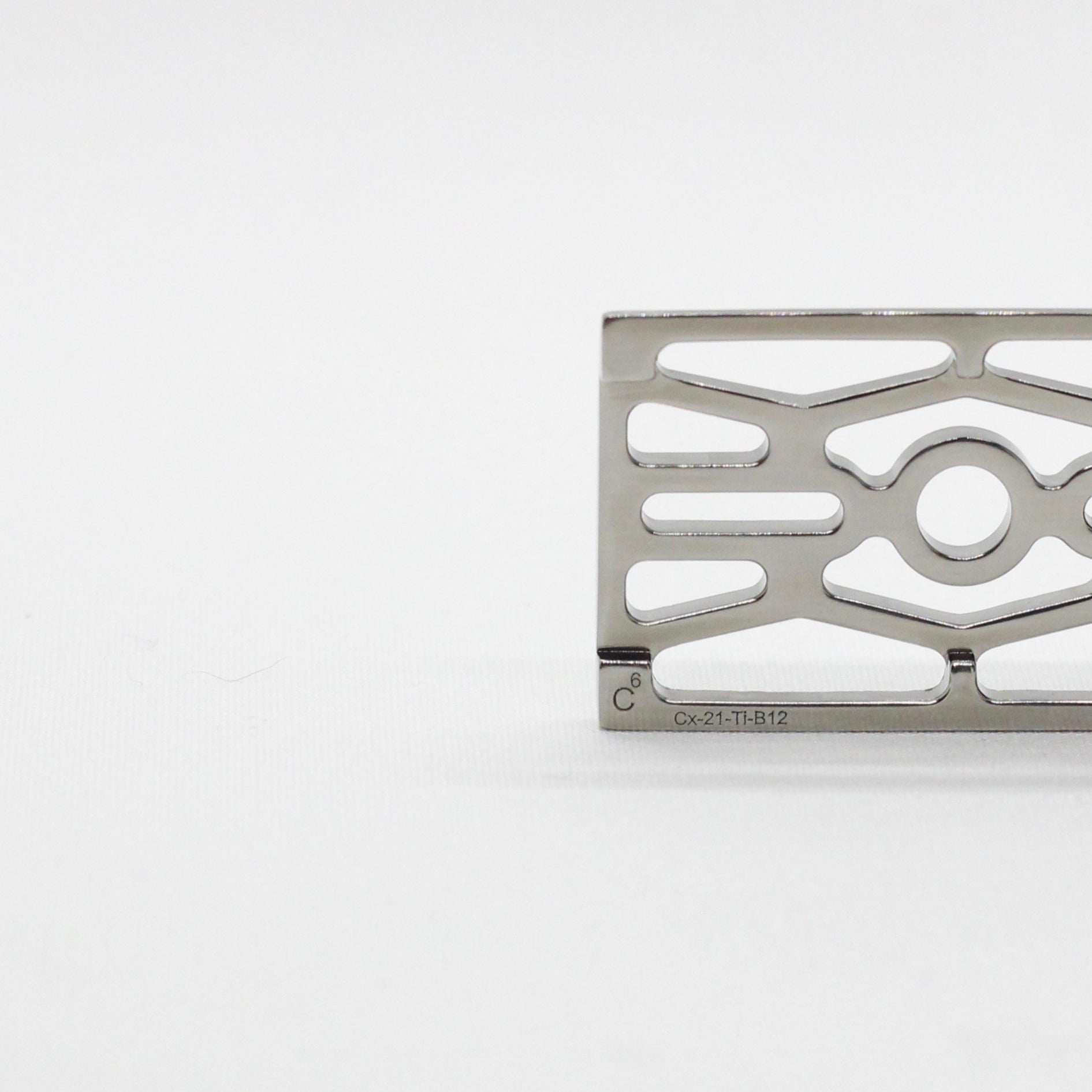 Thin base plate view with unique serial number view - Polished Titanium single edge razor / double edge safety razor shaving - web plate / wet shaving