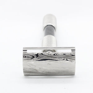 Stainless Damascus with twist pattern single edge razor a double edge safety razor for wet shaving polished grade 304 and 316 - For blade placement in shaving