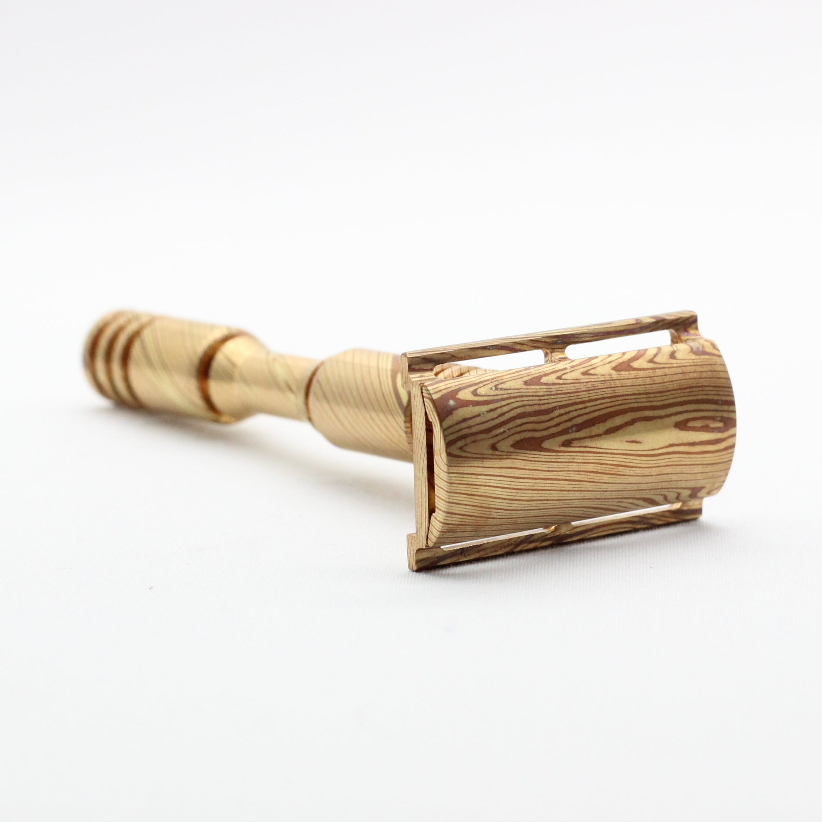 Wood grain metal or mokume-gane - Custom high end Mokume Gane copper and brass single edge razor a double edge safety razor for wet shaving polished and heat patina on mokume gane for the smoothest shave
