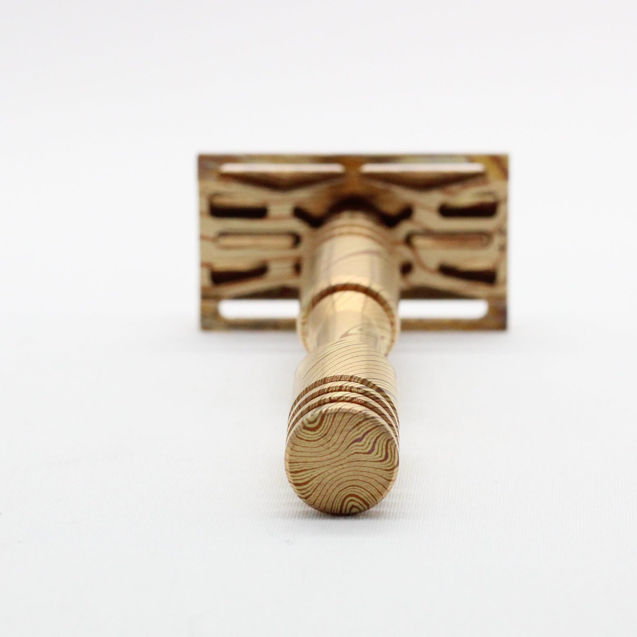 Mokume gane pattern on carbon shaving co Cx-Mokume - Custom high end Mokume Gane copper and brass single edge razor a double edge safety razor for wet shaving polished and heat patina on mokume gane to reduce ingown hairs