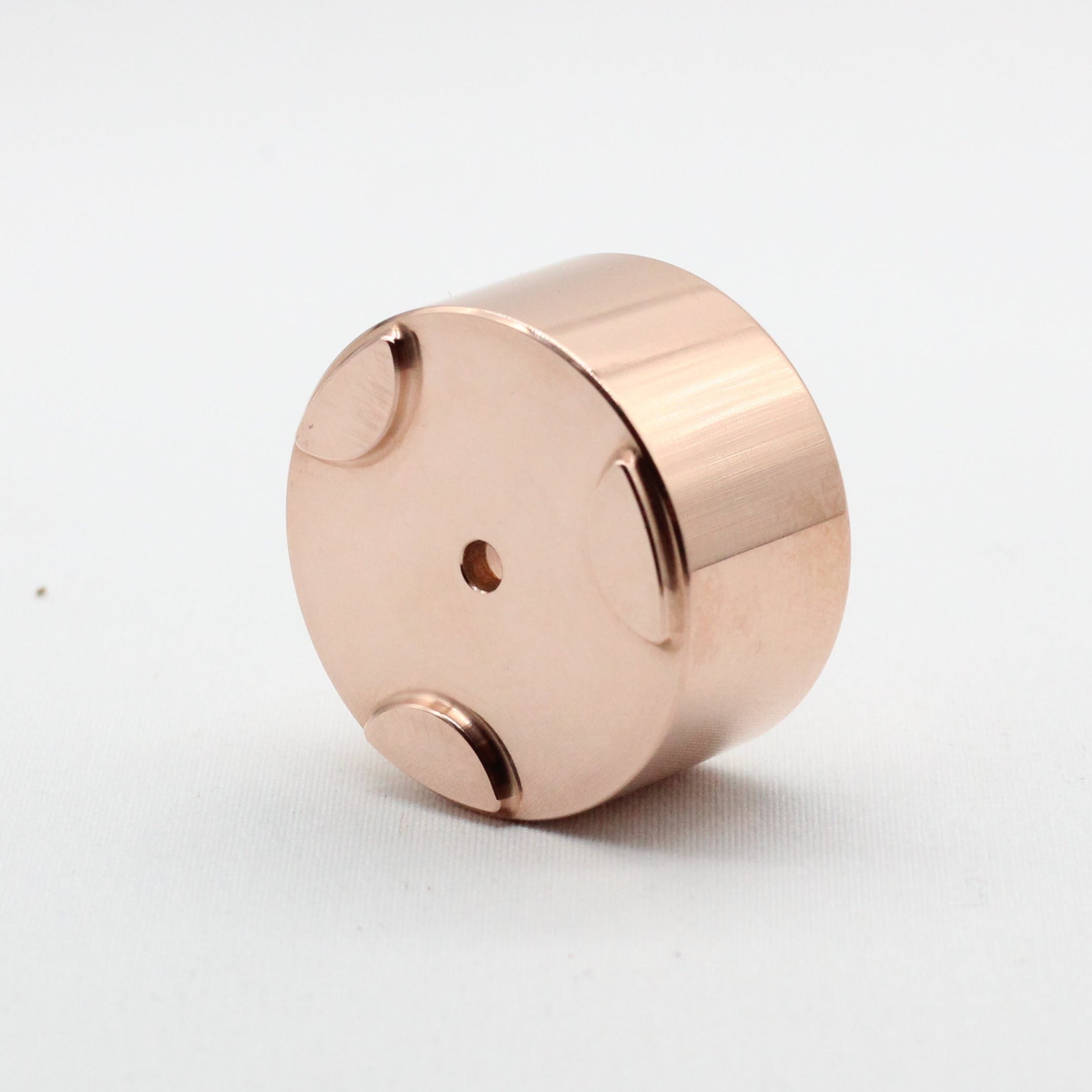 Underside view - Copper safety razor stand - c110 99.9% pure copper - Tripod feet to allow water and air to flow - polished finish - works with all carbon shaving co single edge safety shavers