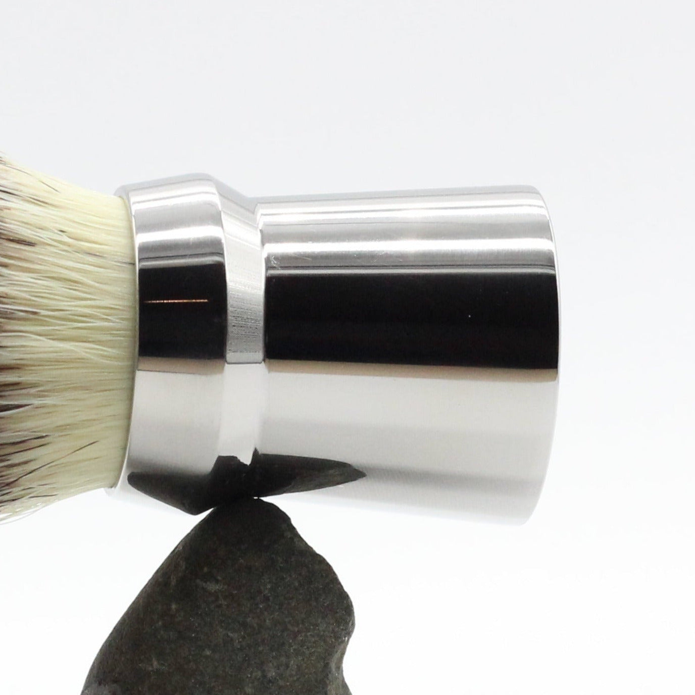 Titanium Shaving brush - blananced at finger natural grip point- Used to lift hairs and soften skin while shaving. Essential part of a men's shaving kit