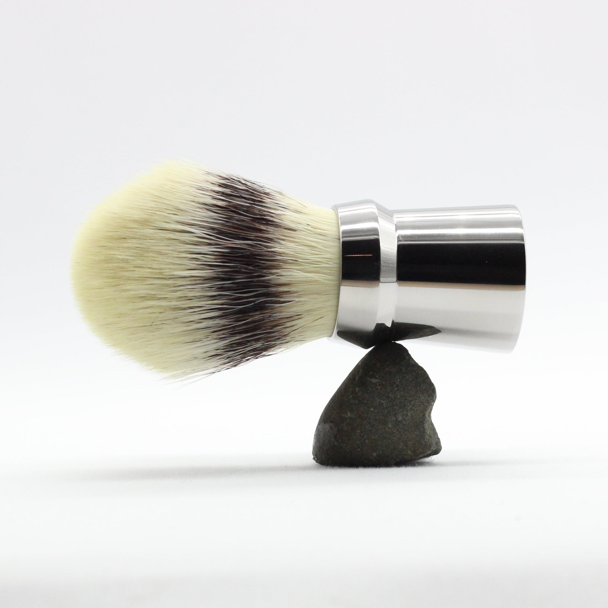 Titanium Shaving brush - blananced at finger natural grip point- Used to lift hairs and soften skin while shaving. Essential part of a men's shaving kit
